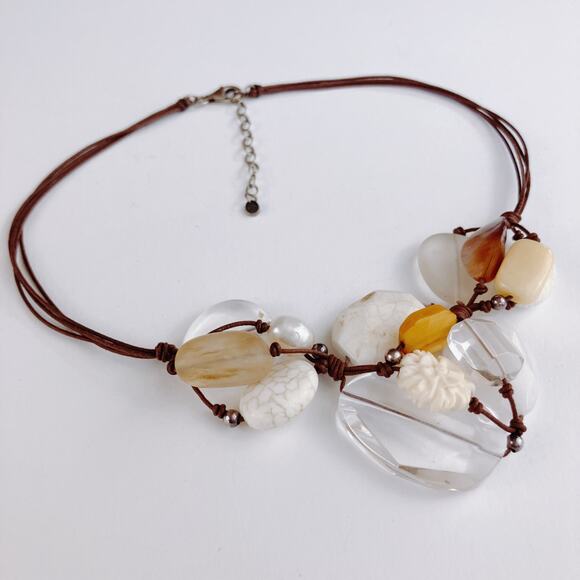 Silpada Sterling Cluster Necklace Quartz Magnesite Calcite Pearl Cord N2201 - Picture 5 of 13